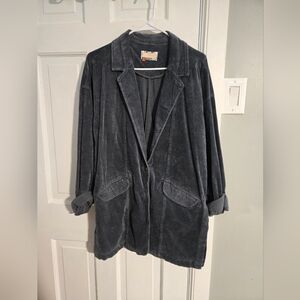 Pilcro Gray Corduroy Blazer Oversized Notched Lapel Anthropologie